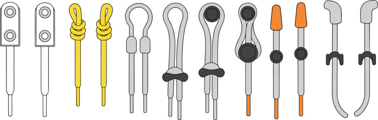 Vector set of wire rope end fittings for industrial rigging and lifting applications, various termination styles and connectors © MDSHISHIRHASAN