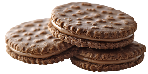Stack of delicious cookies with textured surface in warm brown tones a tempting dessert perfect for culinary or advertising use transparent background