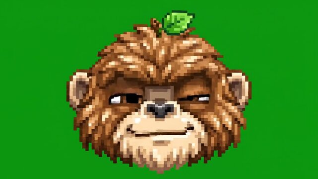 Cheeky Pixel Art Monkey Mascot Winking on Green Screen