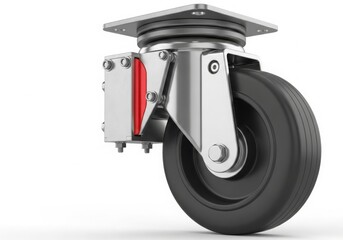 Heavy-duty industrial caster wheel isolated on white background
