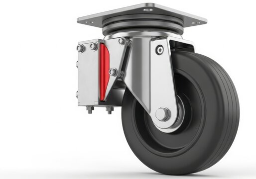 Heavy-duty industrial caster wheel isolated on white background