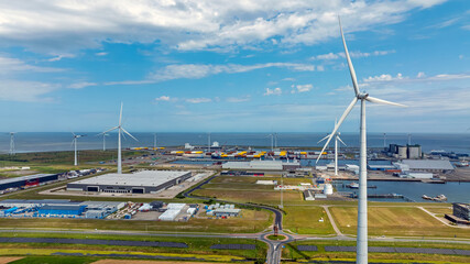 Aerial from industry in Eemshaven in the Netherlands