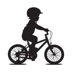 Obraz premium A silhouette of a young child happily riding a bicycle showcasing freedom and childhood joy