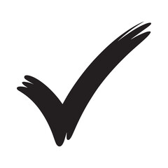 A simple black check mark illustration on a plain white background indicating approval or completion