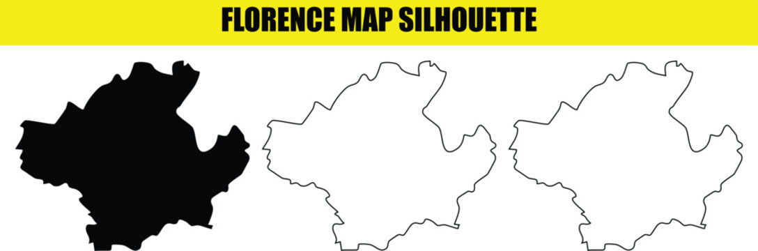 Florence map silhouette geographical outline location vector italy tuscany region capital cartography precise contour