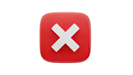 Obraz premium 3D Red X mark icon with rounded corners on transparent background