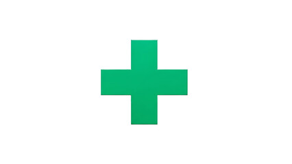 Obraz premium Green Cross Symbol: A minimalist design featuring a bold green cross symbol, representing healthcare, emergency services, and medical assistance. This universal icon signifies aid, treatment.