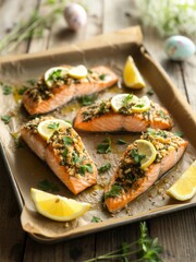 Festive Easter Salmon with Lemon and Parsley
