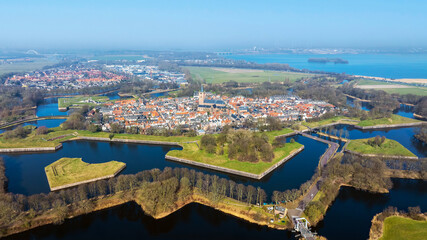 Aerial from the historical city Naarden in the Netherlands