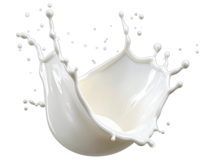 Digitally created splash of opaque white liquid against a black background