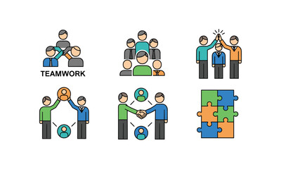 Vector Set Bundle Employee Appreciation Day Teamwork Collaboration Puzzle