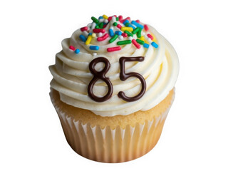 Celebratory cupcake with number 85