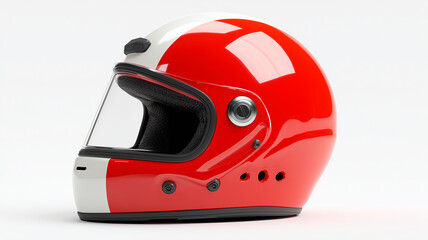 Fototapeta premium Children's motorcycle helmet with cute design, isolated on white background.