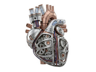 Intricate mechanical heart with steampunk aesthetics