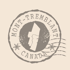 Stamp Postal of  Mont-Tremblant is city of Canada. Map Silhouette rubber Seal.  Design Retro Travel. Seal  Map of Mont-Tremblant grunge  for your design. Canada. EPS10