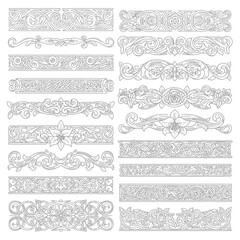 Fototapeta premium Ornate decorative elements arranged in a grid showcasing various intricate designs and patterns