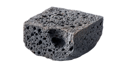 Pumice stone rock for body exfoliation, natural volcanic skincare tool, removing dead skin cells on transparent background