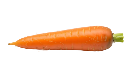 A single vibrant orange carrot, freshly harvested and ready to enjoy