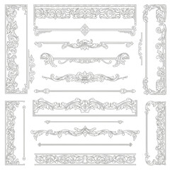 Ornate borders and decorative elements in a detailed illustration showcasing various design components.