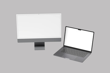 
Vector illustration of monitor, laptop, digital Realistic mockup or template, 
Blank laptop display, digital devices. Digital device laptop screen photo with blank screen isolated on white background