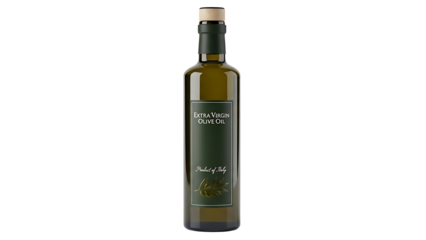 Elegant olive oil bottle standing tall, inviting you to experience the rich flavors within. Its design suggests a premium product
