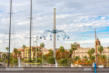 Tourist attractions next to the port of Barcelona, spaces for tourists to stroll, Catalonia.