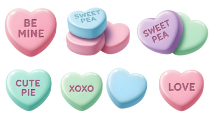 Conversation hearts with sweet messages