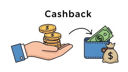 Cashback Concept with Money Return to Wallet Illustration