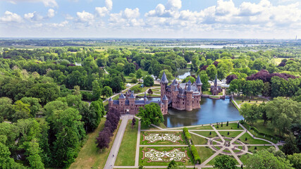 Aerial from medieval castle De Haar in Haarzuilens in the Netherlands © Nataraj