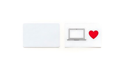 A visual representation of two white squares one blank and the other featuring a laptop and