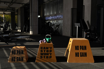 Three Motivational Step Boxes with Weights on Center Box