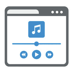 Fototapeta premium Music Player Interface Modern Minimalist Design Blue Color Flat Style on White Background for Web Design