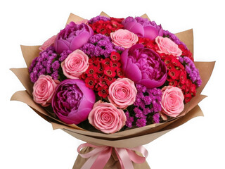 Vibrant bouquet of pink and red flowers