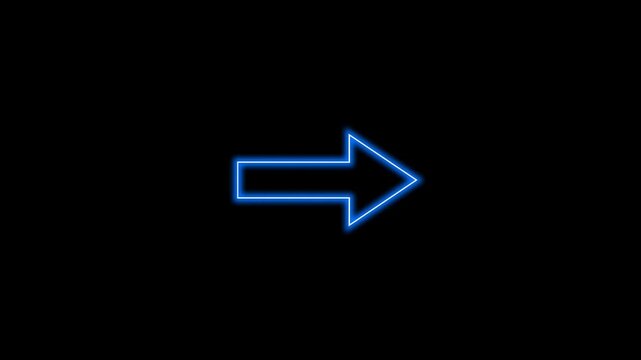 Neon blue glowing right arrow icon animation