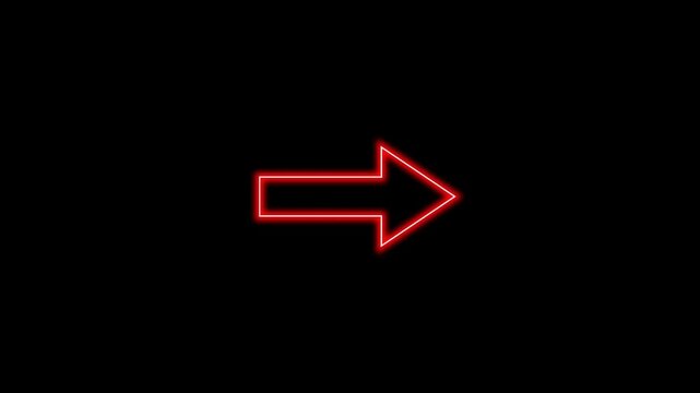 Neon red glowing right arrow icon animation
