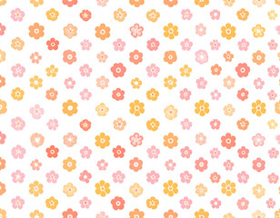Fototapeta premium Seamless floral pattern with colorful flowers on white background