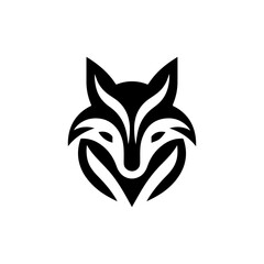 Abstract black fox head logo design on a white background