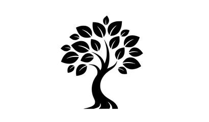 Fototapeta premium Stylized tree silhouette vector with leaves isolated on white background