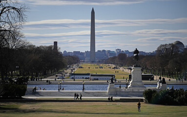 Washington DC Capitol dome. Congress and Senate Capitol building. USA flag over Capitol dome....