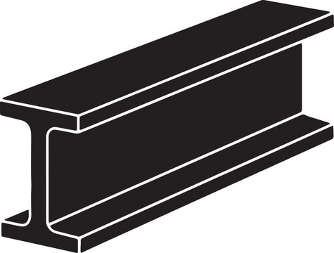 Black Steel I- Beam Structural with Parallel Flanges and Central Web also transparent background i-beam