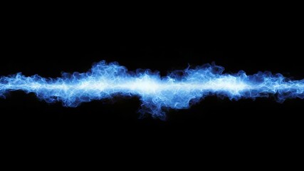 Electric blue flame or lightning on a black background with glowing effect