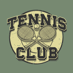 Tennis Club vintage old style design vector.