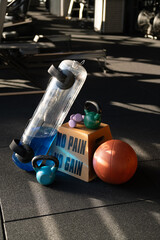 No Pain No Gain Step Box with Weights and Water Ball Photo