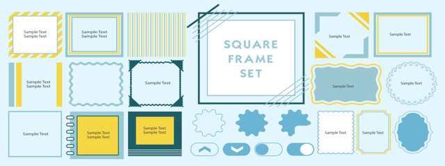 Square Frame Vector Set – Line Illustration Borders, Geometric Shapes, Banner & Label Templates with Copy Space for Headlines, Text Layouts and Background Design