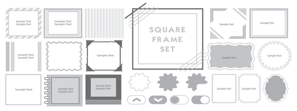 Square Frame Vector Set – Line Illustration Borders, Geometric Shapes, Banner & Label Templates with Copy Space for Headlines, Text Layouts and Background Design - Powered by Adobe