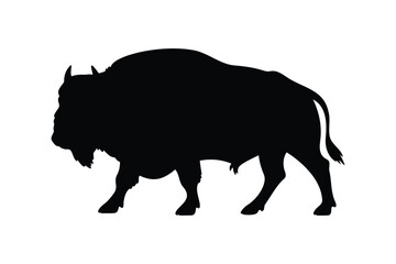 Animal buffalo silhouette vector flat illustration design.