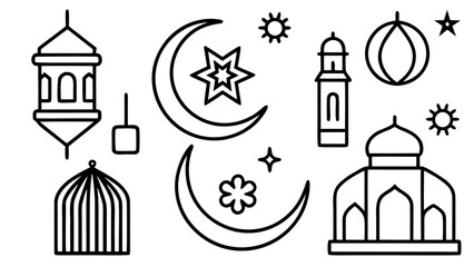Ramadan icons set Vector © Rana