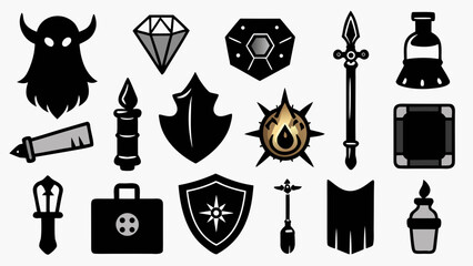 Game icons set for fantasy adventure Vector © Rana