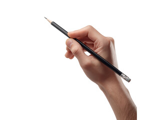 Isolated hand with a black pencil, cut out