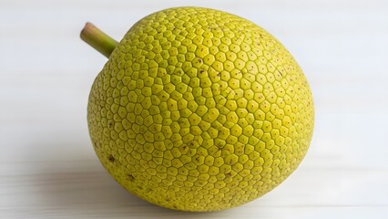 Fresh green breadfruit isolated on a clean white background. © mizan